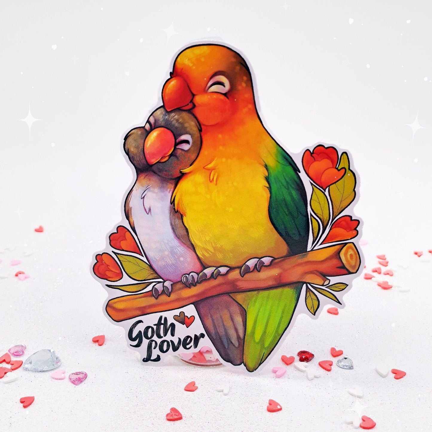Pegatina de amante gótico | Lovebirds Goth Gf Birb Borb Kawaii