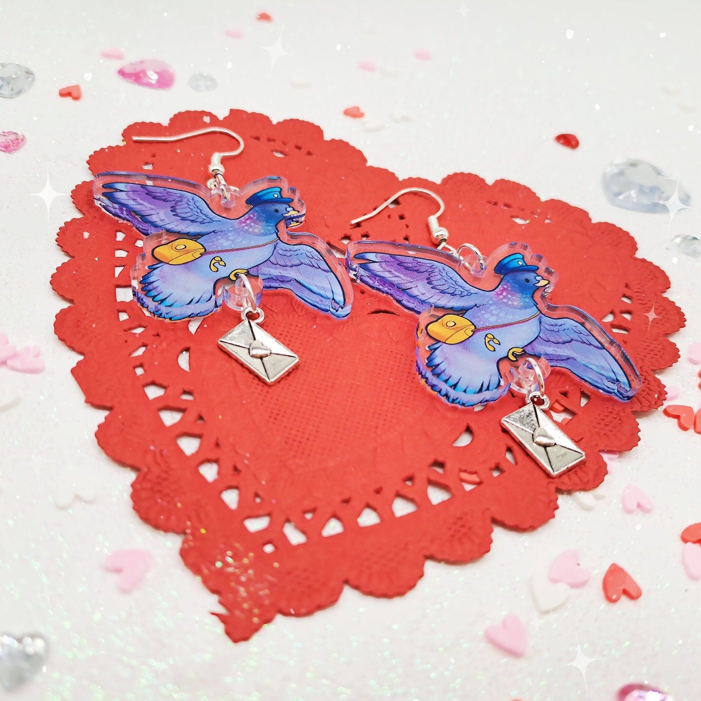 Love Letter Pigeon Acrylic Charm Earrings Dangle