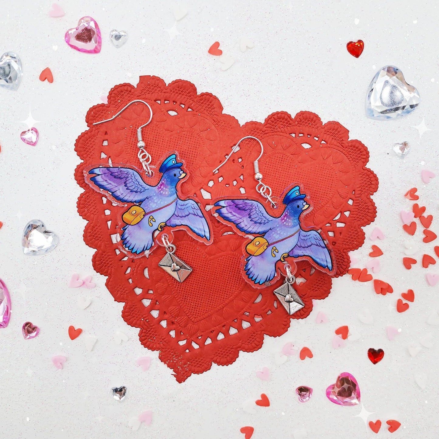 Love Letter Pigeon Acrylic Charm Earrings Dangle