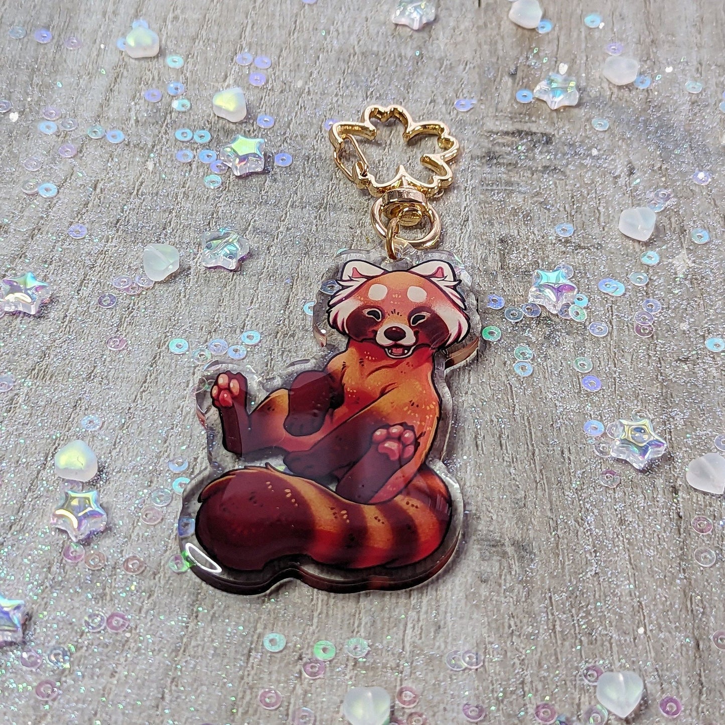 Porte-clés à breloque en acrylique Panda roux Sakura