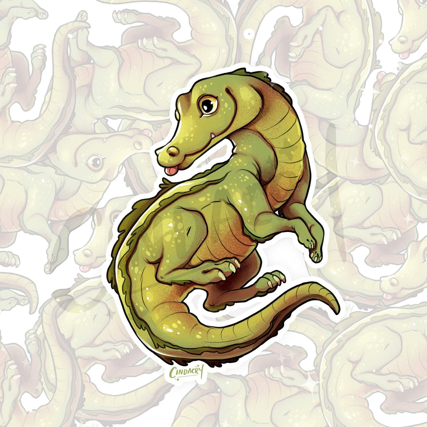 Crocodile Blep Sticker Holographic Glitter