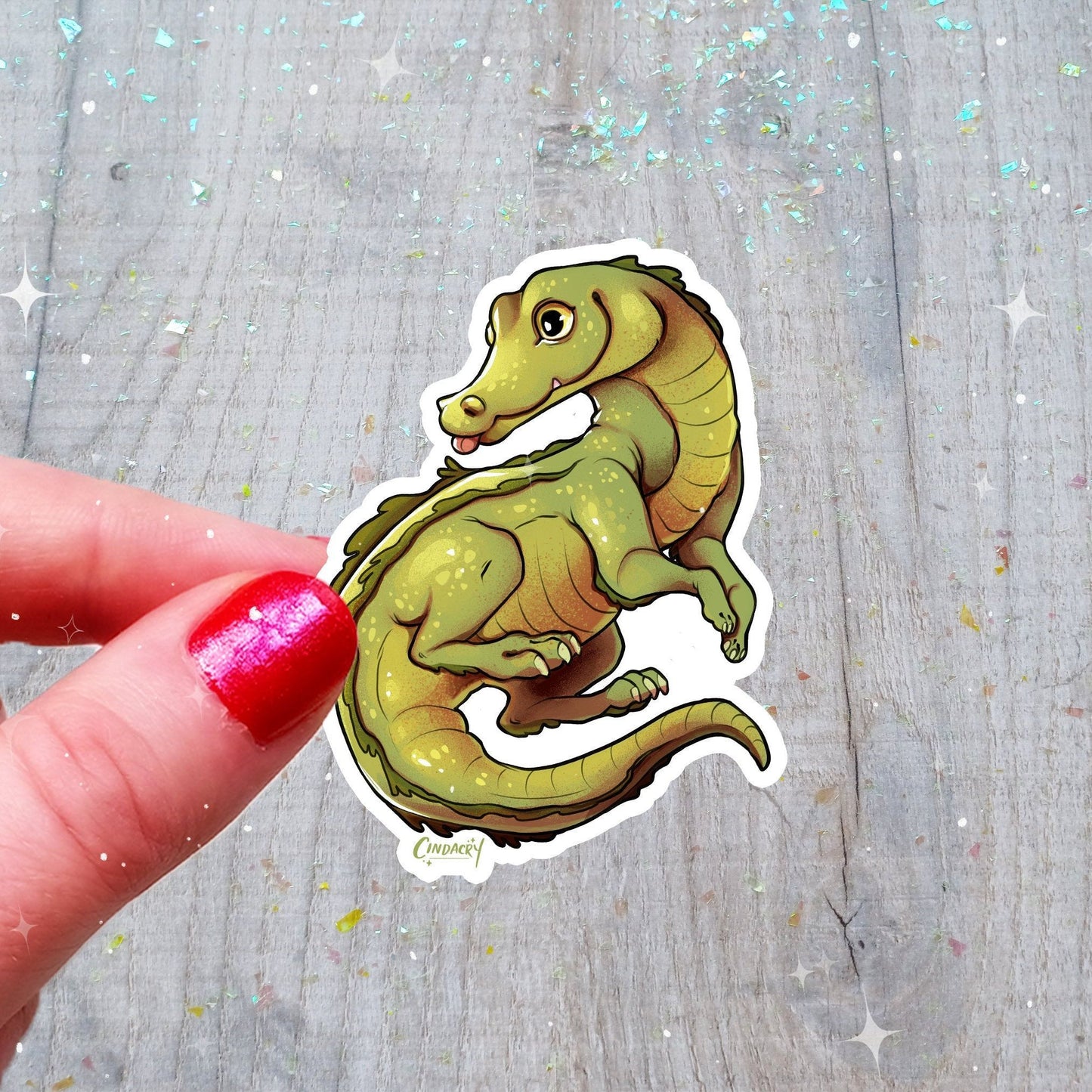 Crocodile Blep Sticker Holographic Glitter