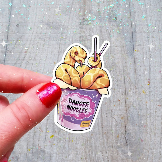 Pegatina de fideos con purpurina holográfica Snake Danger