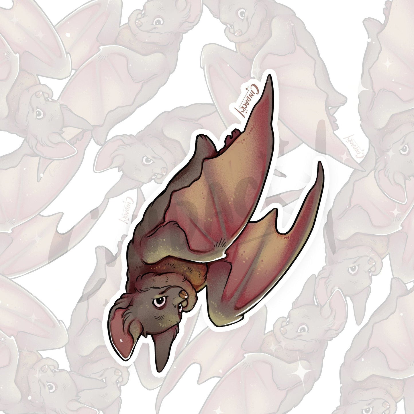 Pegatina de murciélago con purpurina holográfica