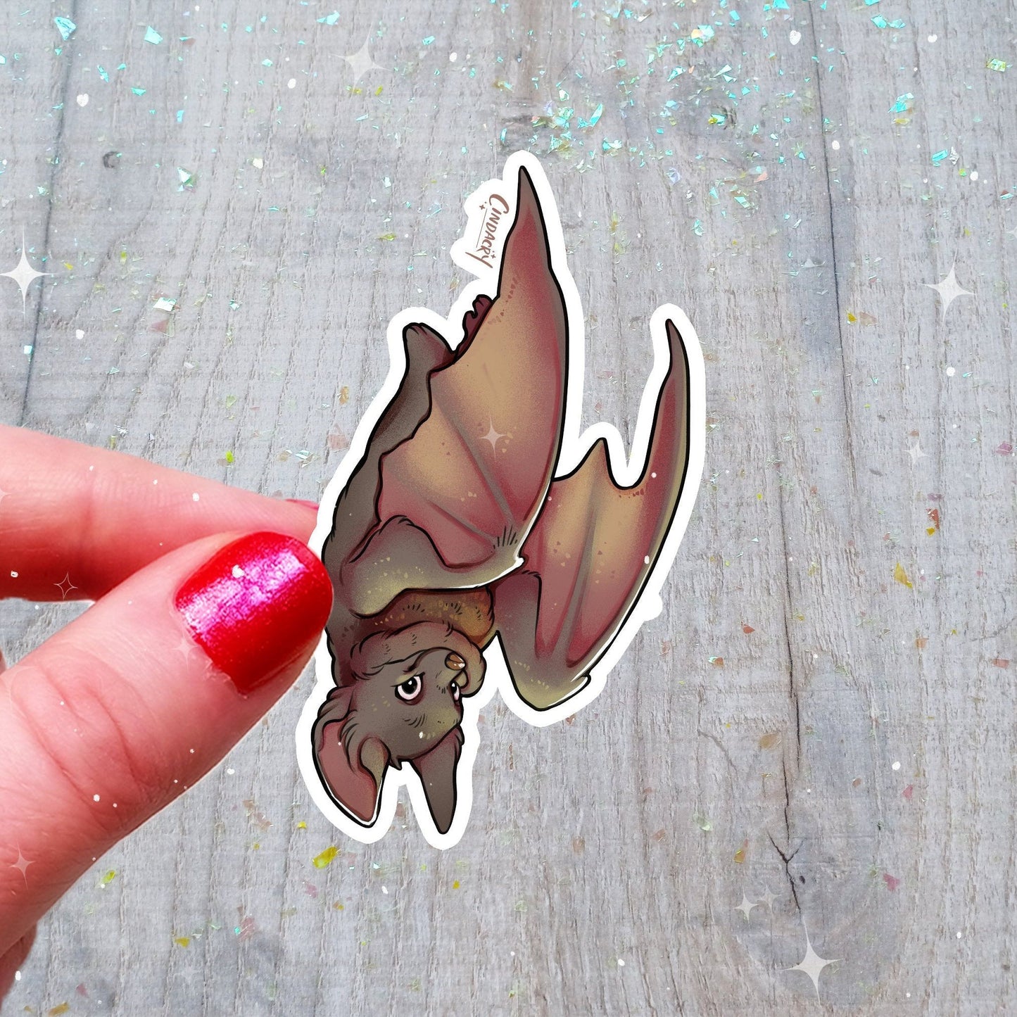 Pegatina de murciélago con purpurina holográfica