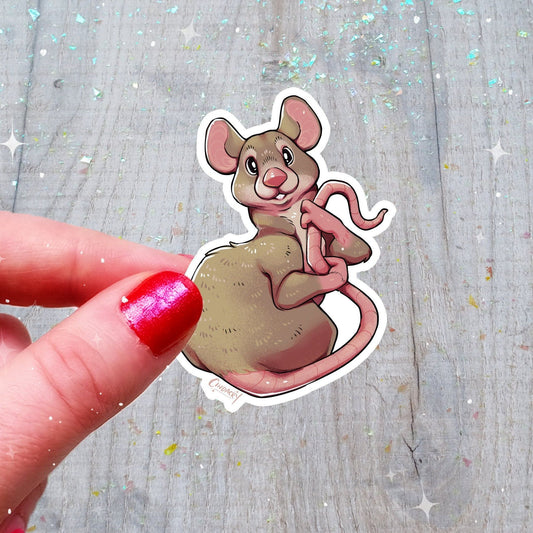 Pegatina holográfica con purpurina de rata