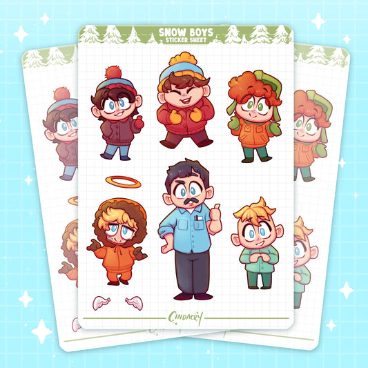 Hoja de pegatinas de muñecos de nieve