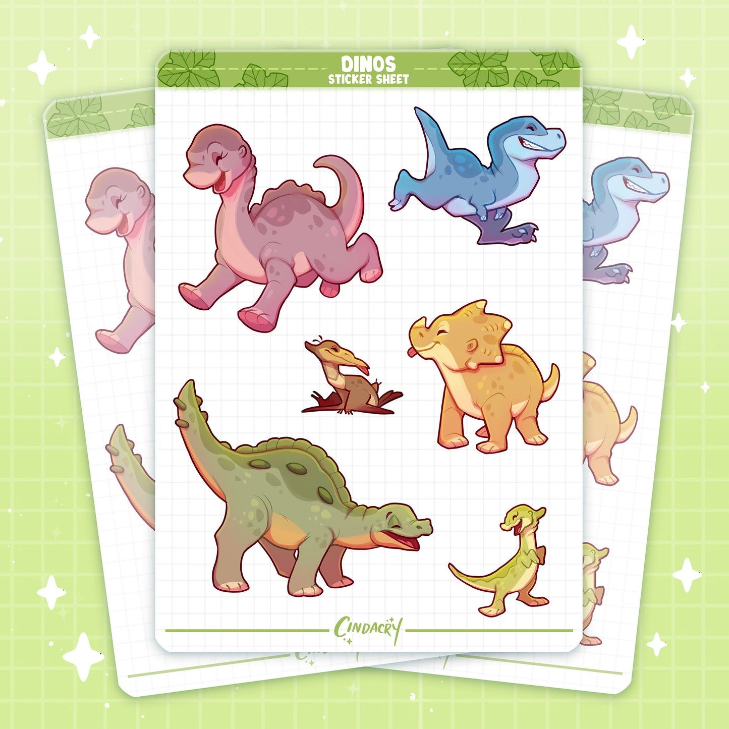 Hoja de pegatinas de dinosaurios