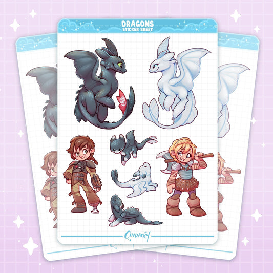 Hoja de pegatinas de dragones