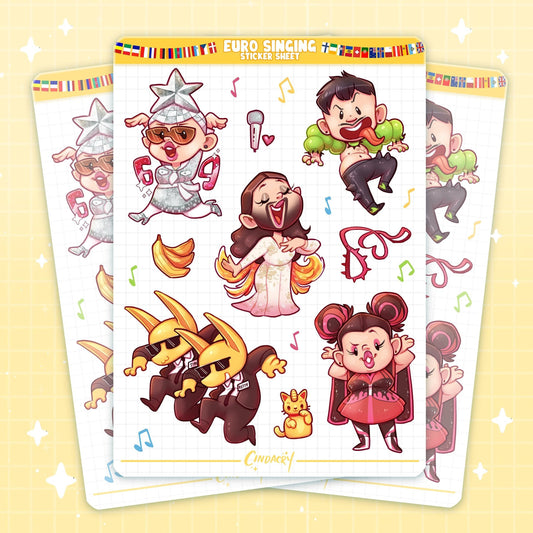Hoja de pegatinas con canciones de Euro