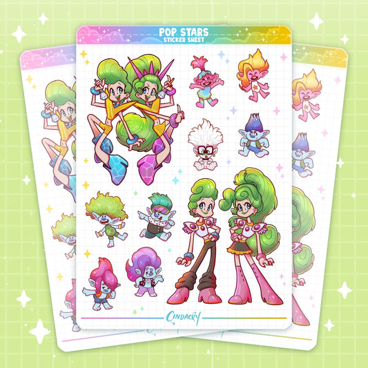 Hoja de pegatinas de Trolls