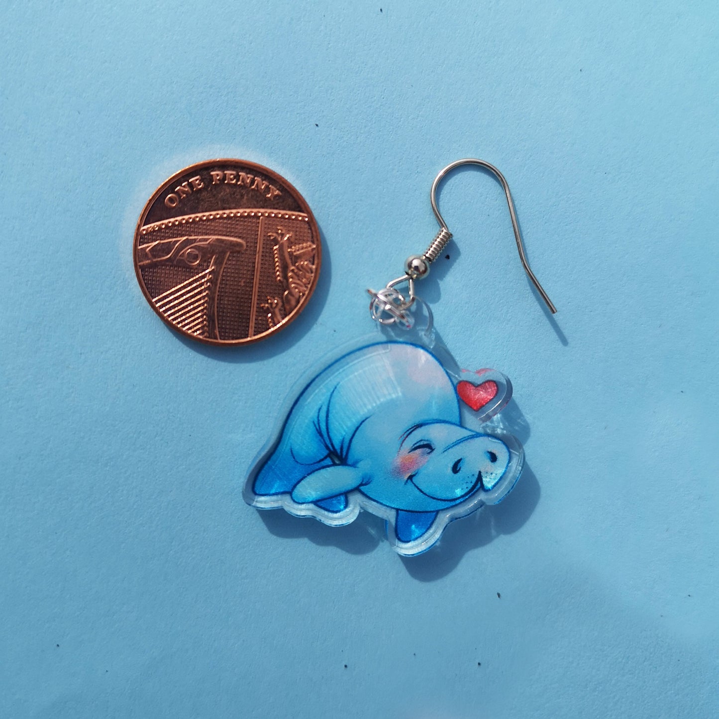 Boucles d'oreilles pendantes en forme de vache de mer lamantin | Boucles d'oreilles pendantes mignonnes