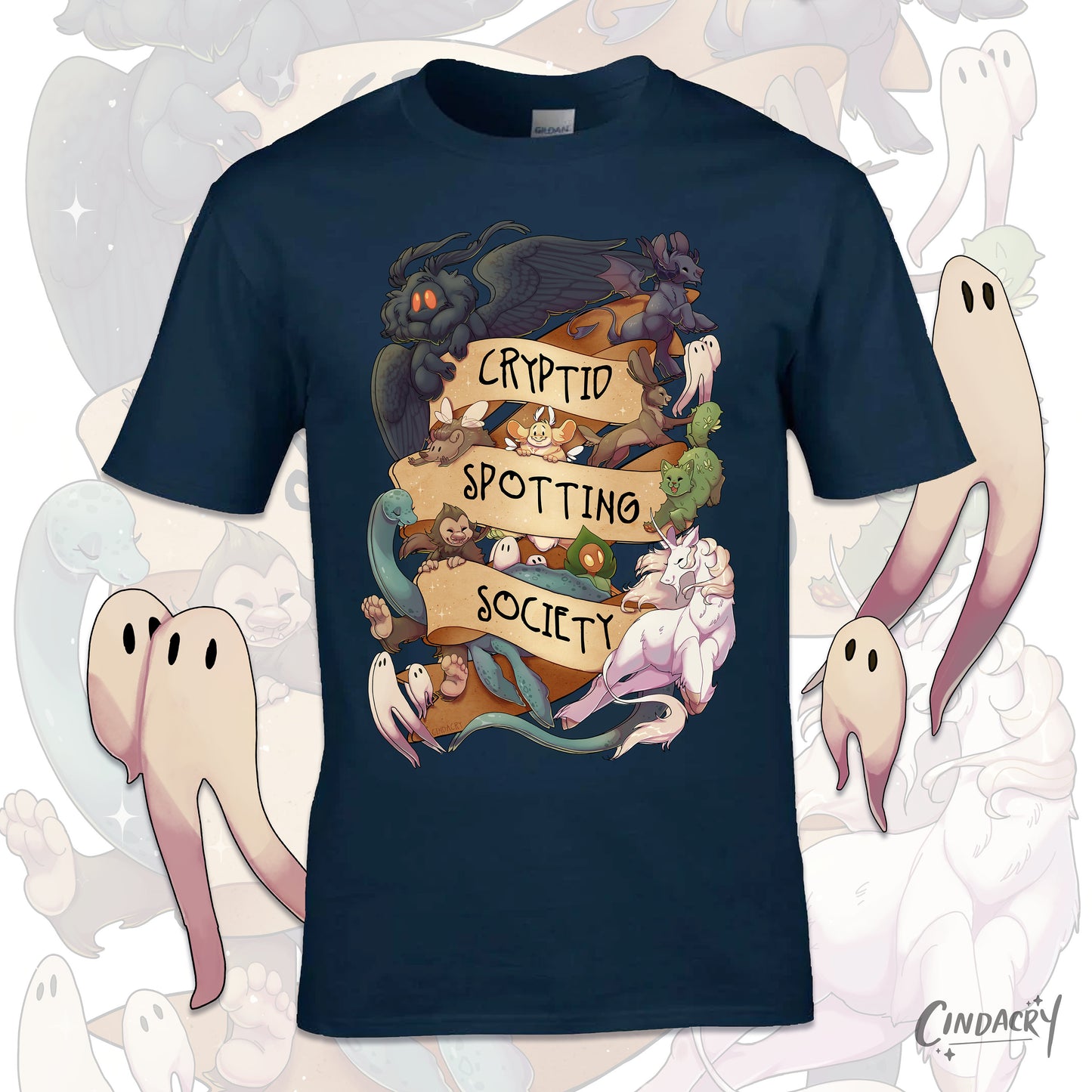 Camiseta de la Sociedad de avistamiento de críptidos | Camiseta de Mothman Devil Fresno Nightcrawlers Bigfoot Nessie Unicorn Cactus Cat Dragonpillar Flatwoods Monster