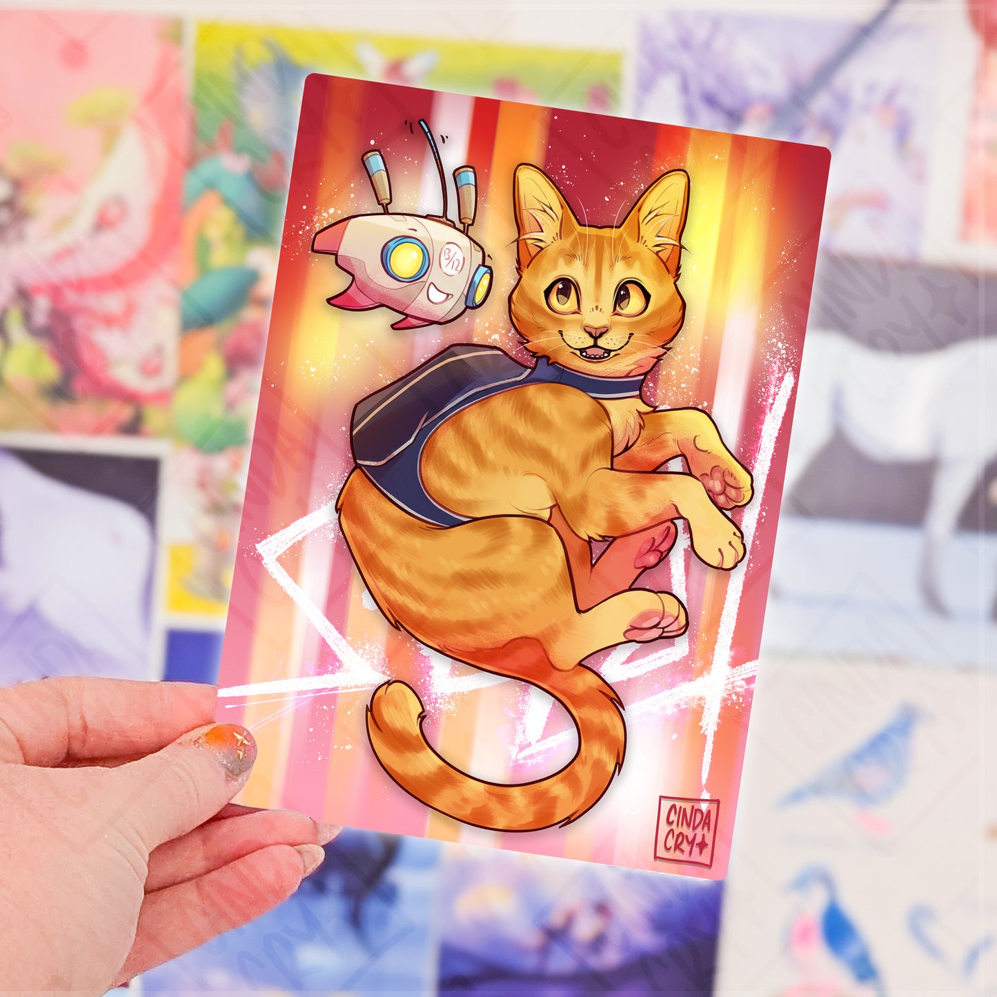 Besties Artwork Print | Cat & Robot
