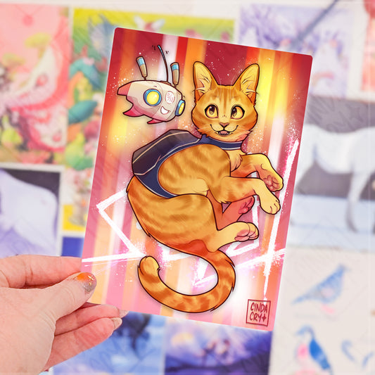 Besties Artwork Print | Cat & Robot