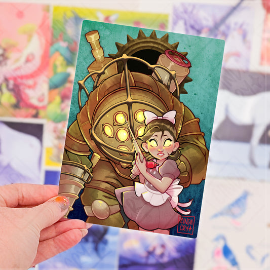 Besties Artwork Print | Big Diver & Little Girl