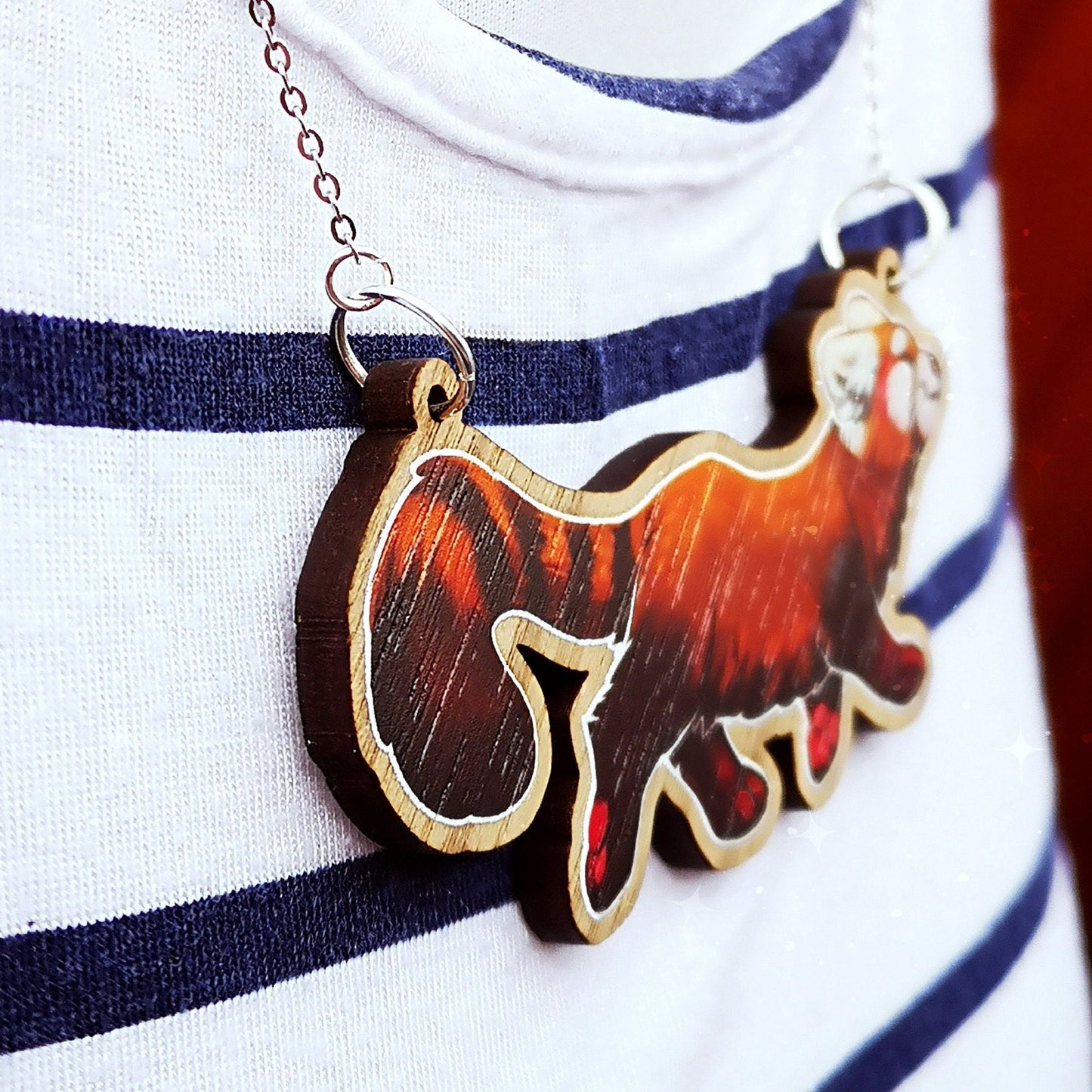 Red Panda Statement Wooden Necklace