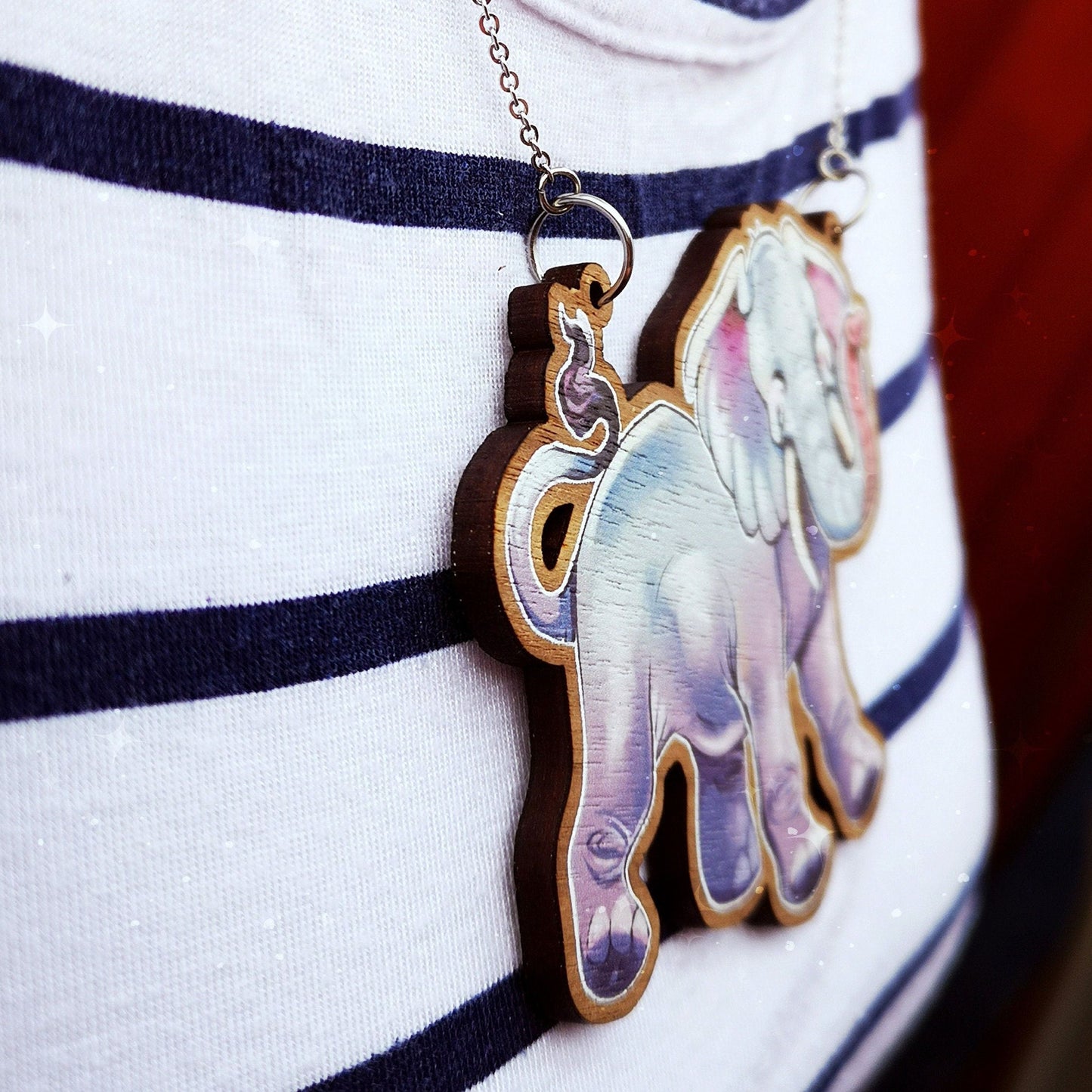 Elephant Statement Wooden Necklace