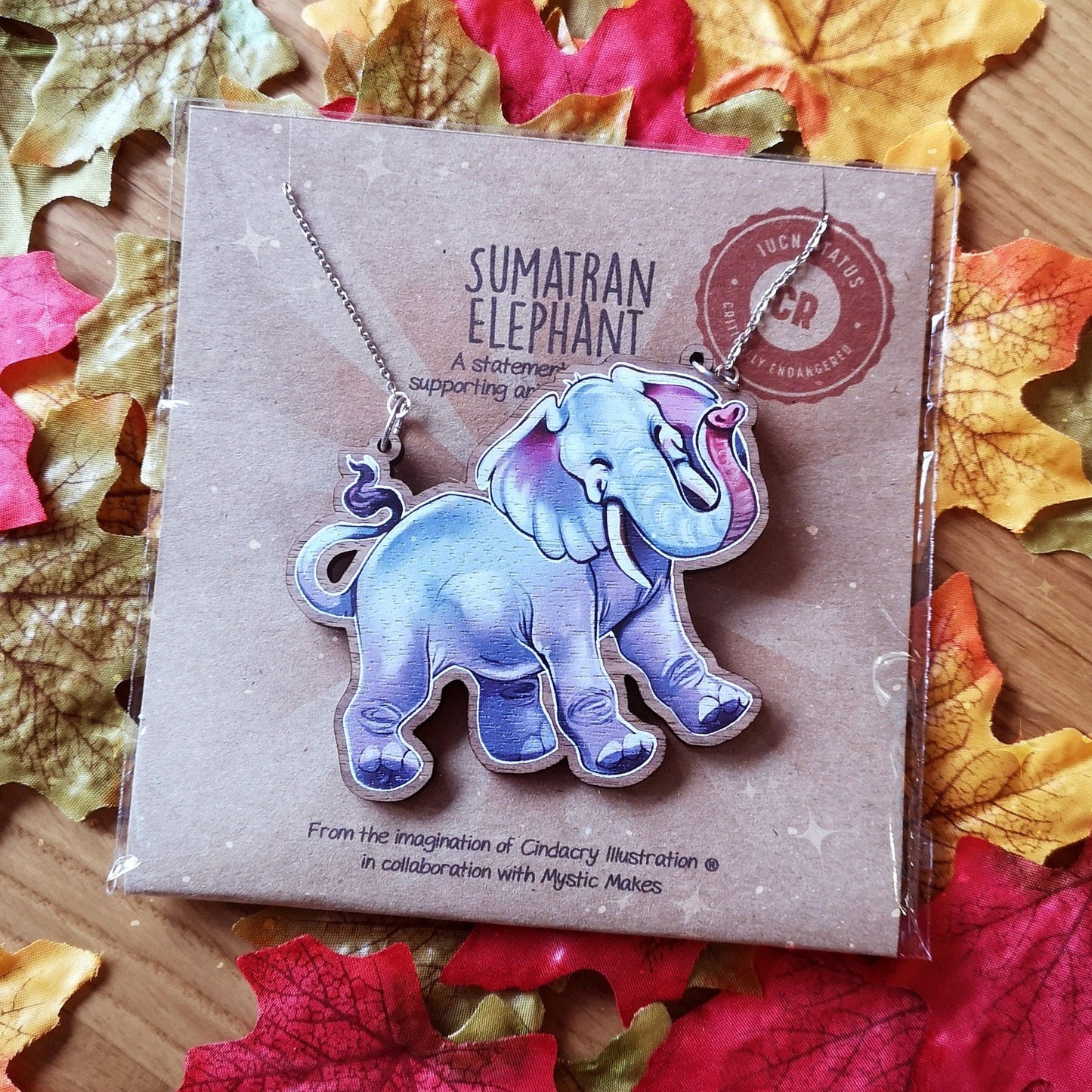 Elephant Statement Wooden Necklace