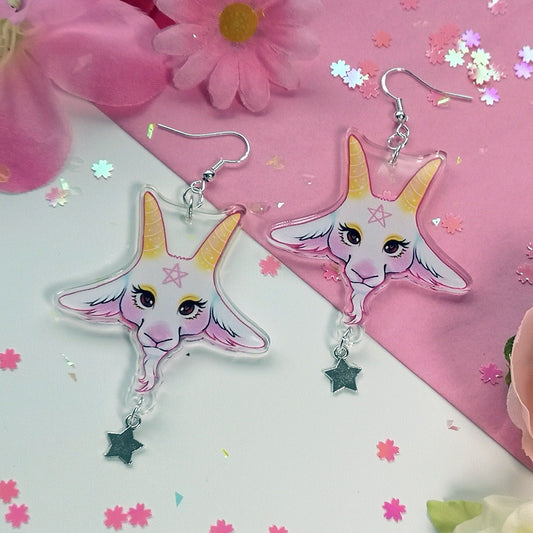 Boucles d'oreilles à breloques en acrylique Baphomet Cute as Heck