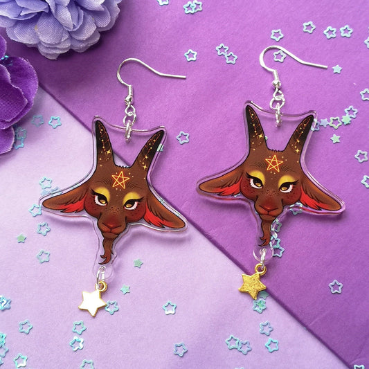 Boucles d'oreilles à breloques en acrylique Baphomet Cute as Hell