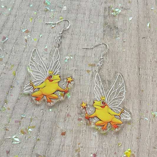 Fairy Frog Mother Acrylic Charm Earrings