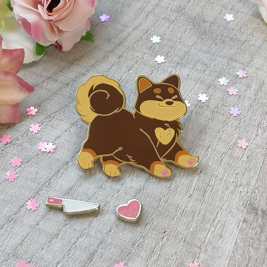 Shiba Inu en chocolat | Ensemble de broches en émail dur | Amusantes et interchangeables