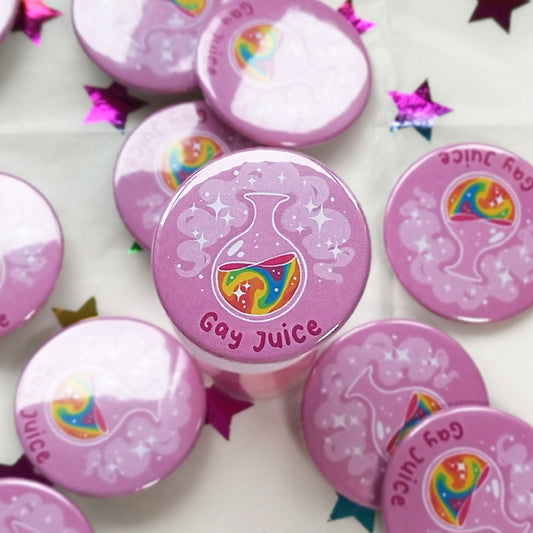 Badge LGBTQIA+ avec jus de gay | potion magique