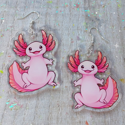 Boucles d'oreilles Axolotl avec breloque en acrylique