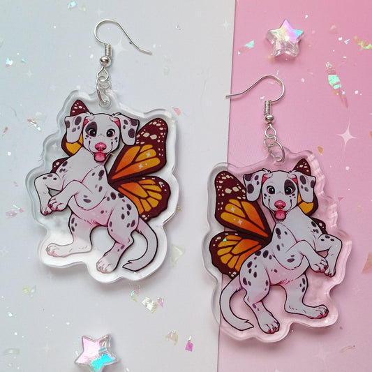 Fairy Pup Dalmatian Earrings Acrylic Charm