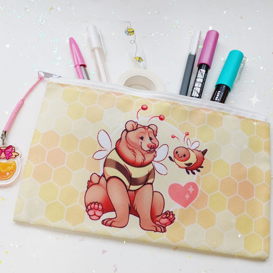 Trousse à crayons et trousse de maquillage Sweet Honeybear avec breloque