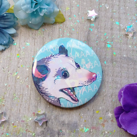 Badge Possum AAAAAAAAAA Opossum holographique