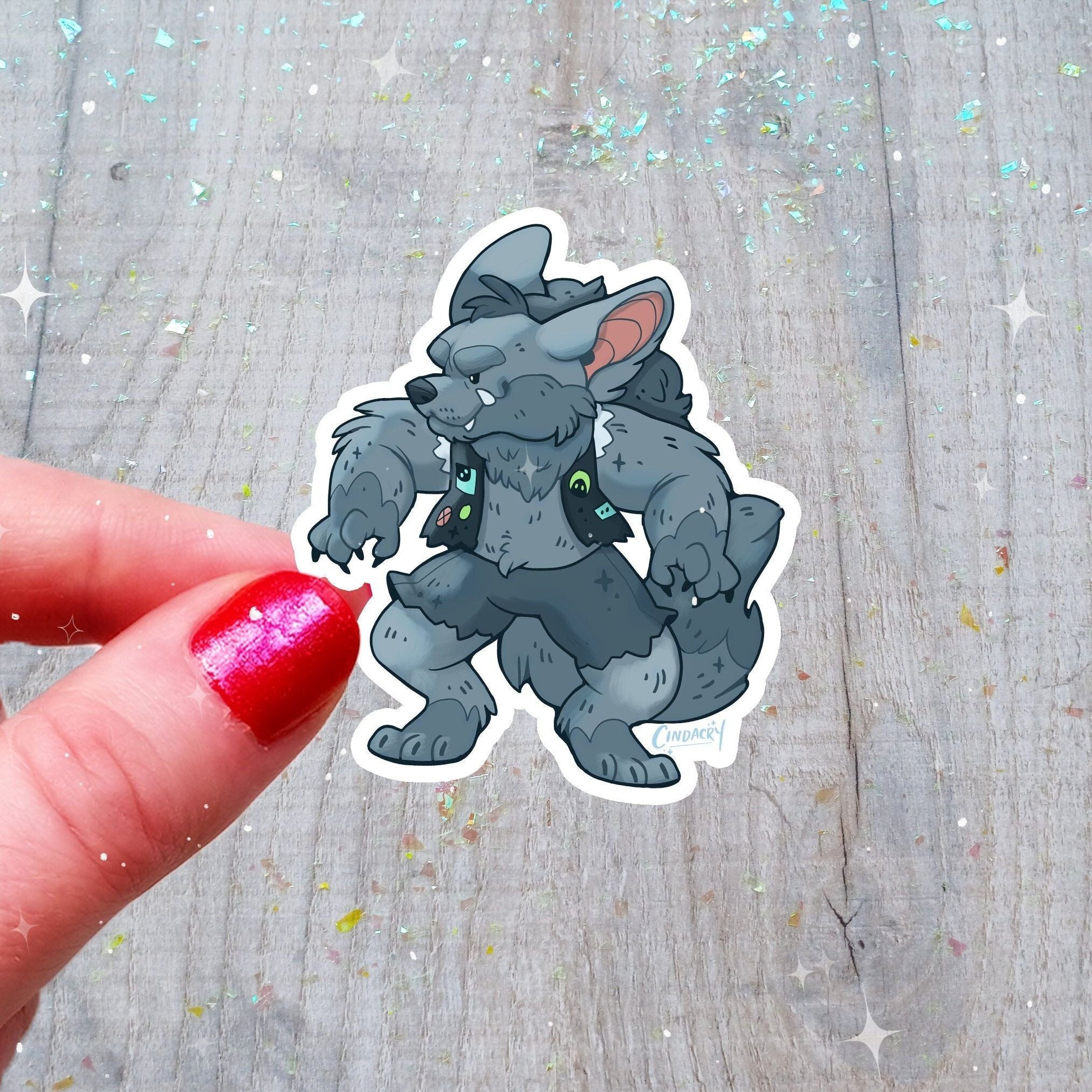 Rad Werewolf Sticker Werewolf Sticker Holographic Cute Kawaii Holo Rainbow Cryptid ...
