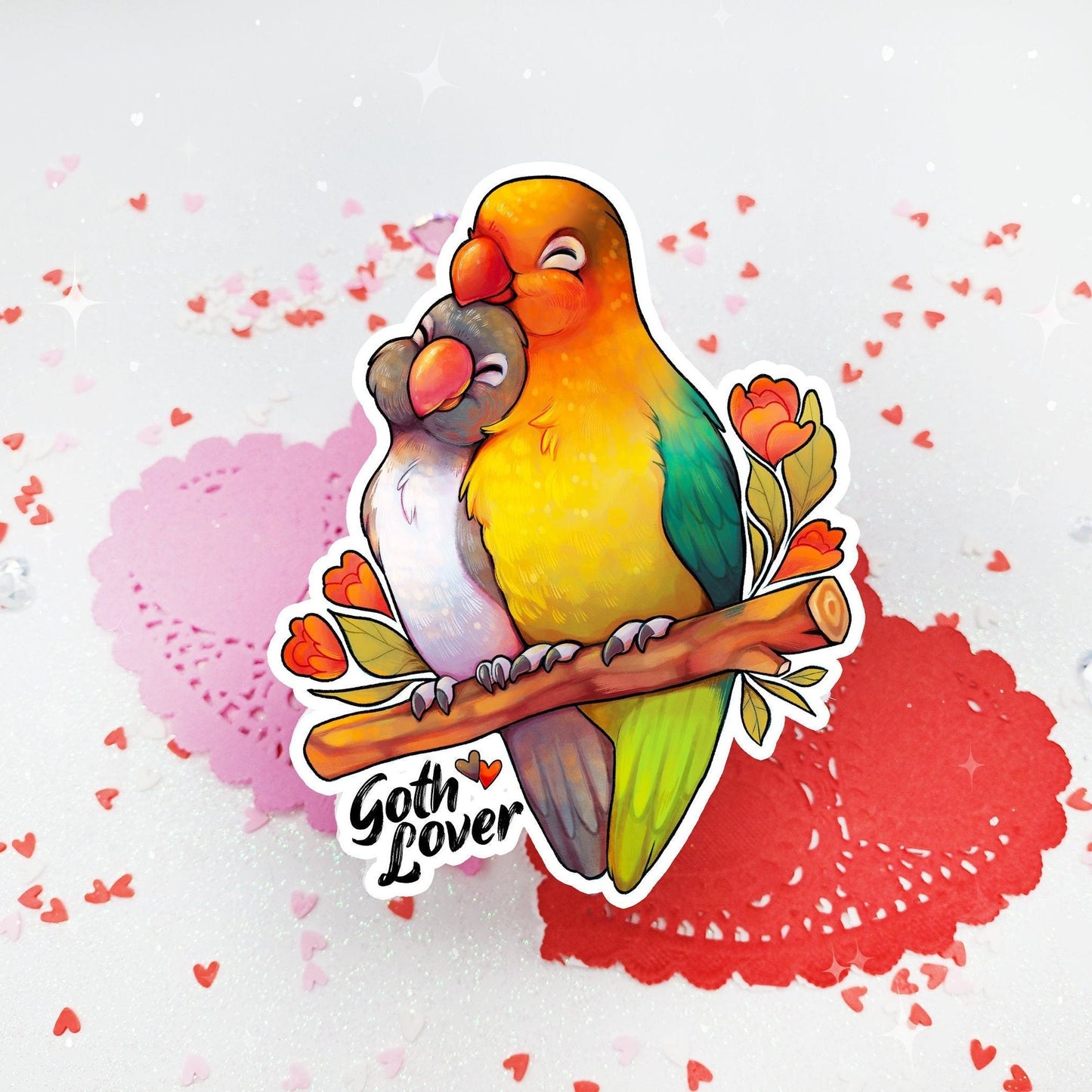 Goth Lover Sticker | Lovebirds Goth Gf Birb Borb Kawaii