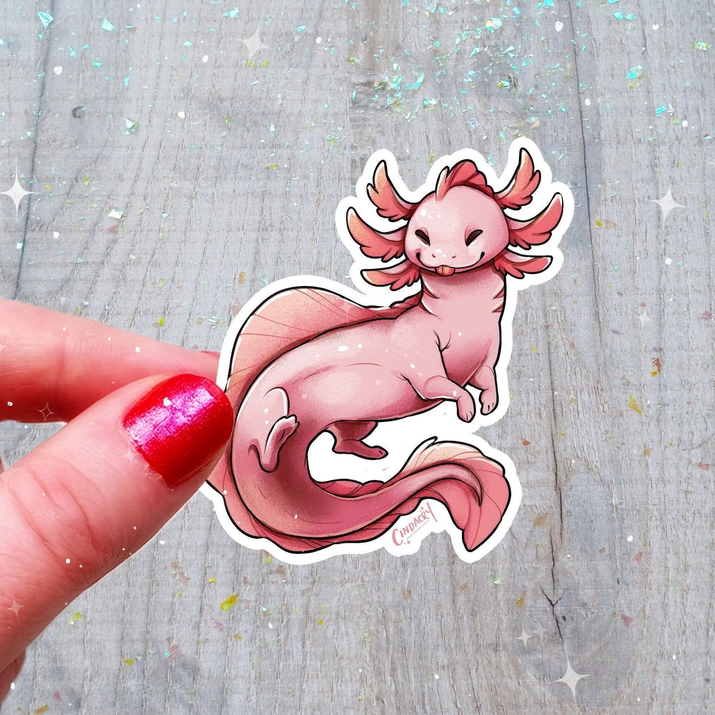 Axolotl Sticker Holographic Glitter