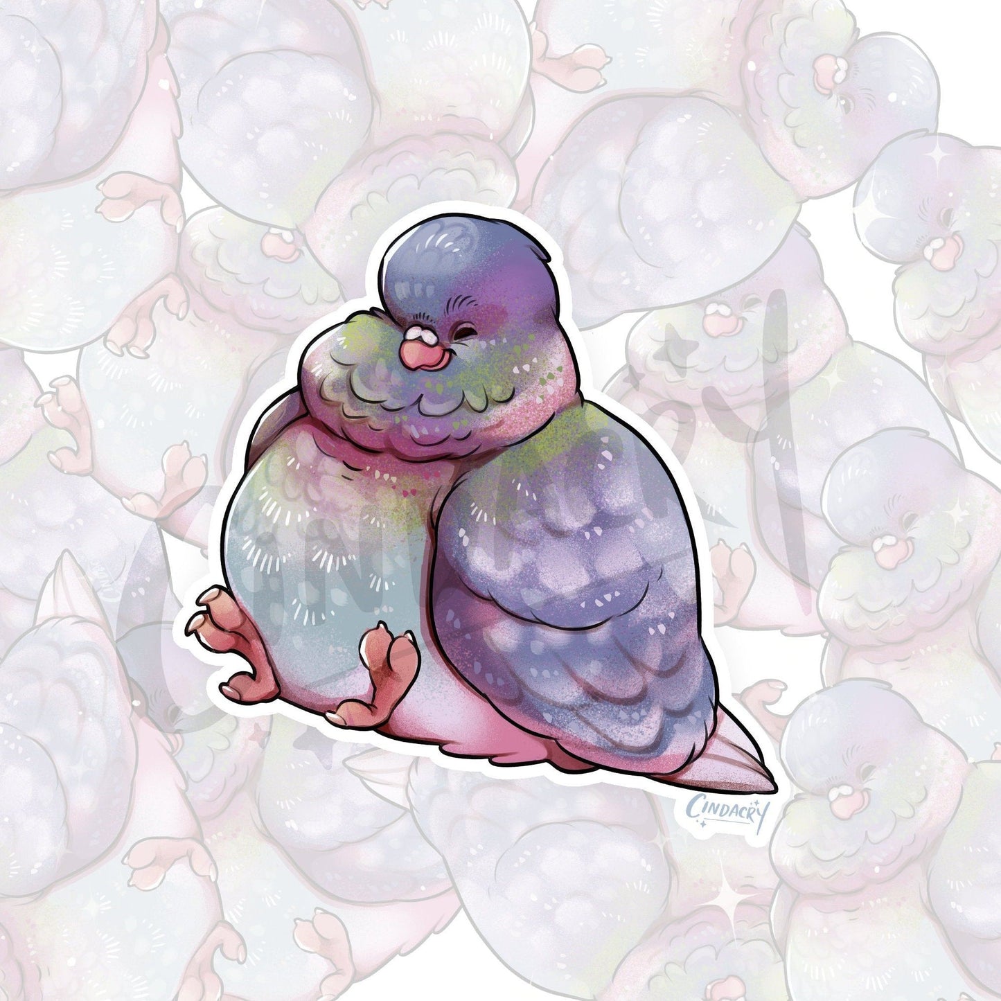 Pigeon Sticker Holographic Glitter