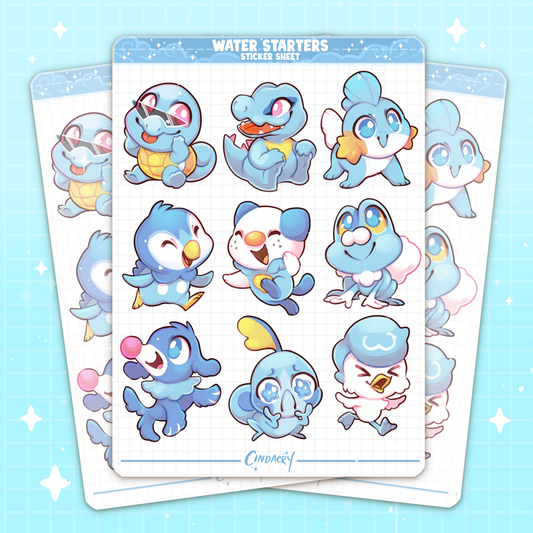 Water Starters Sticker Sheet