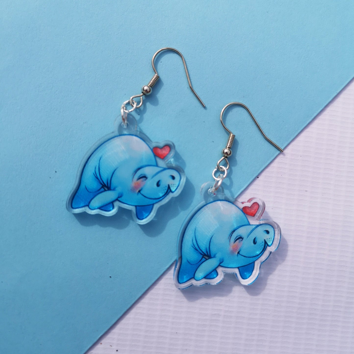 Boucles d'oreilles pendantes en forme de vache de mer lamantin | Boucles d'oreilles pendantes mignonnes